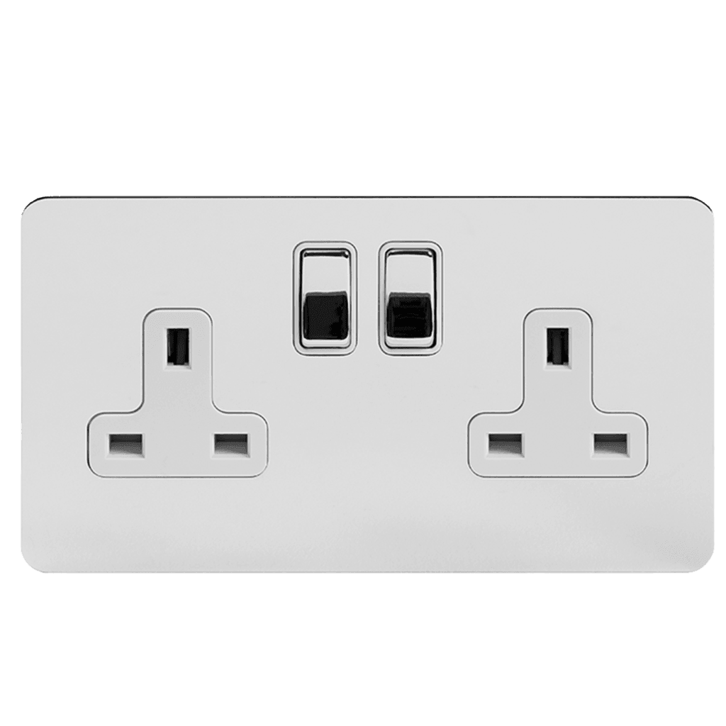 13A 2 Gang Double Pole Plug Socket Polished Chrome - Bilden Home & Hardware Market