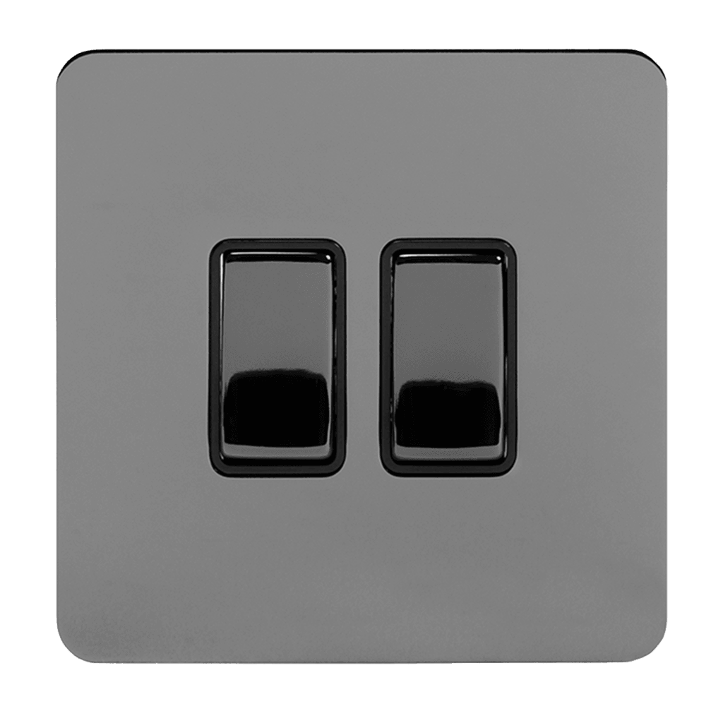 2 Gang Rocker Light Switch Black Nickel - Bilden Home & Hardware Market