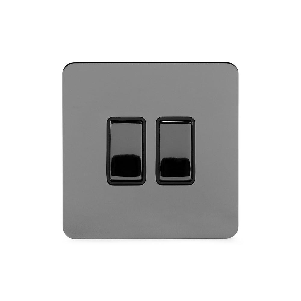 2 Gang Rocker Light Switch Black Nickel - Bilden Home & Hardware Market