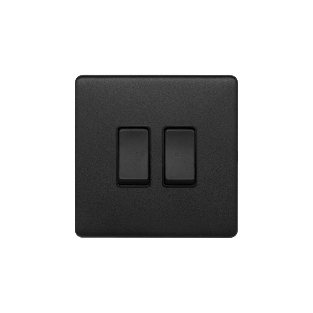 2 Gang Rocker Light Switch Matt Black - Bilden Home & Hardware Market
