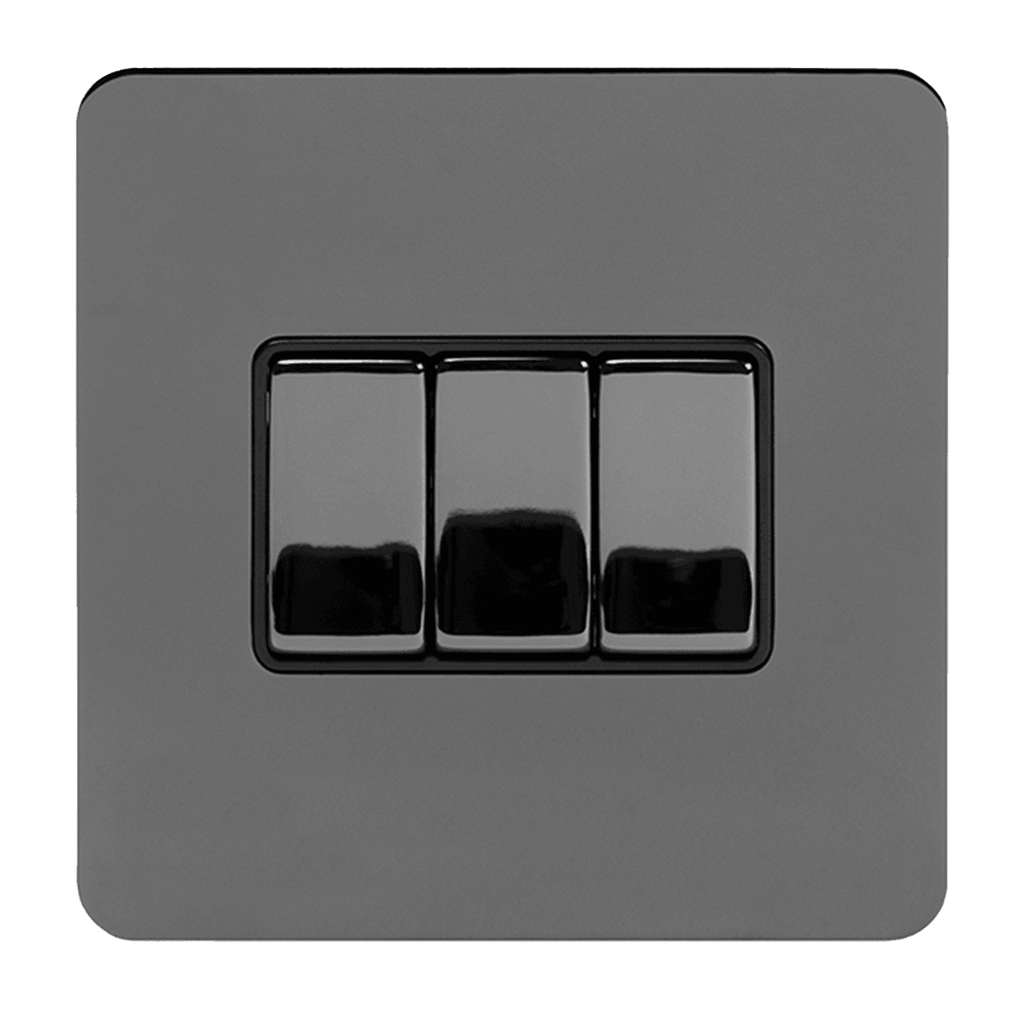 3 Gang Rocker Light Switch Black Nickel - Bilden Home & Hardware Market