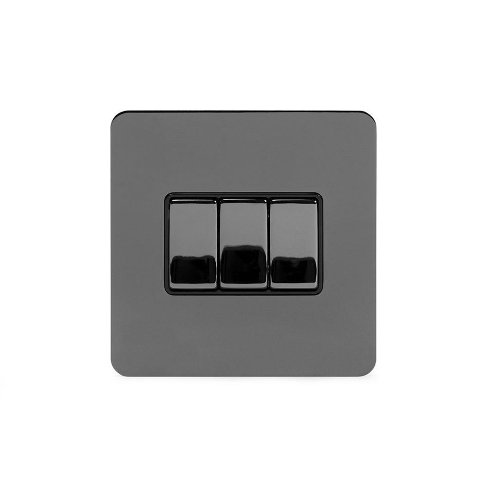3 Gang Rocker Light Switch Black Nickel - Bilden Home & Hardware Market