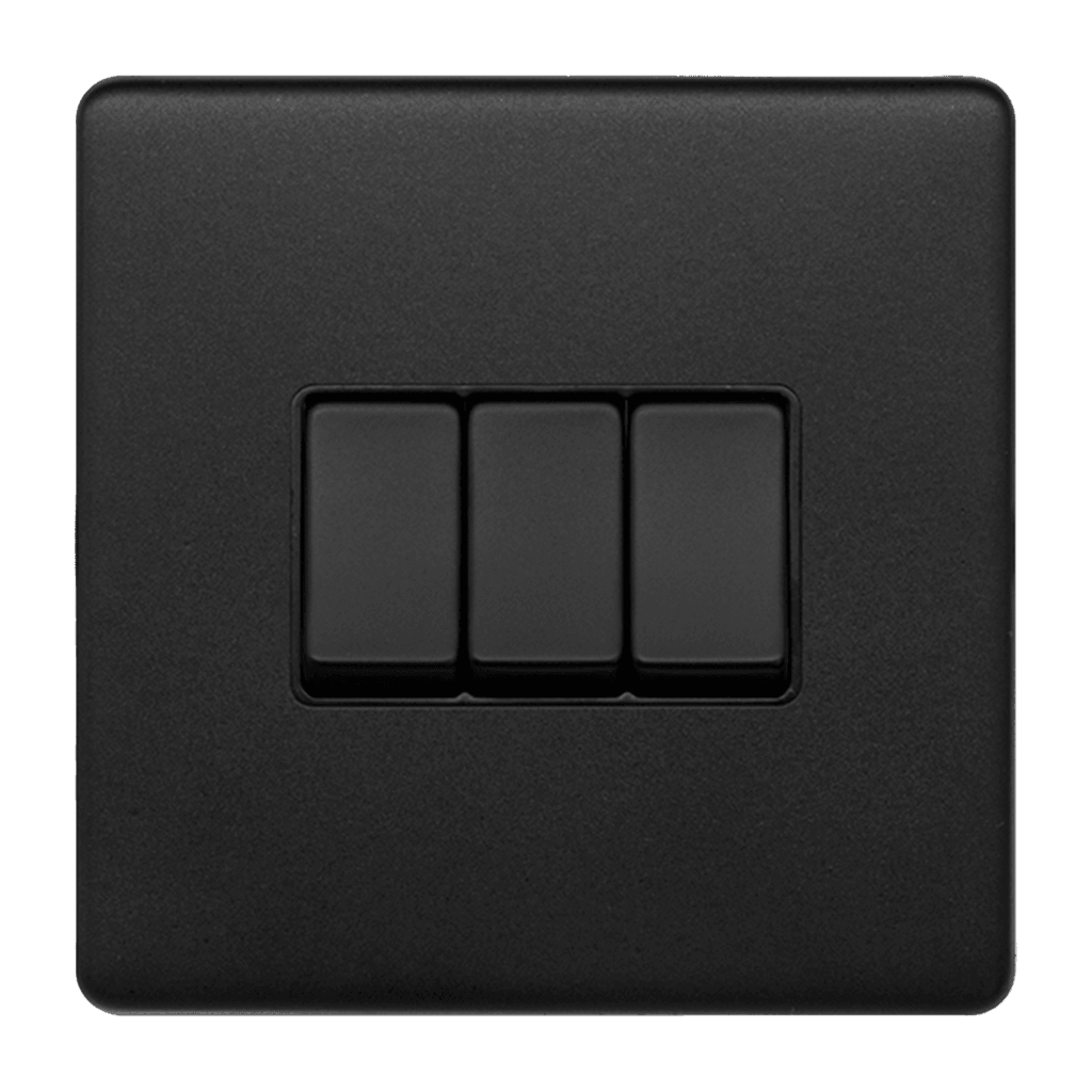 3 Gang Rocker Light Switch Matt Black - Bilden Home & Hardware Market