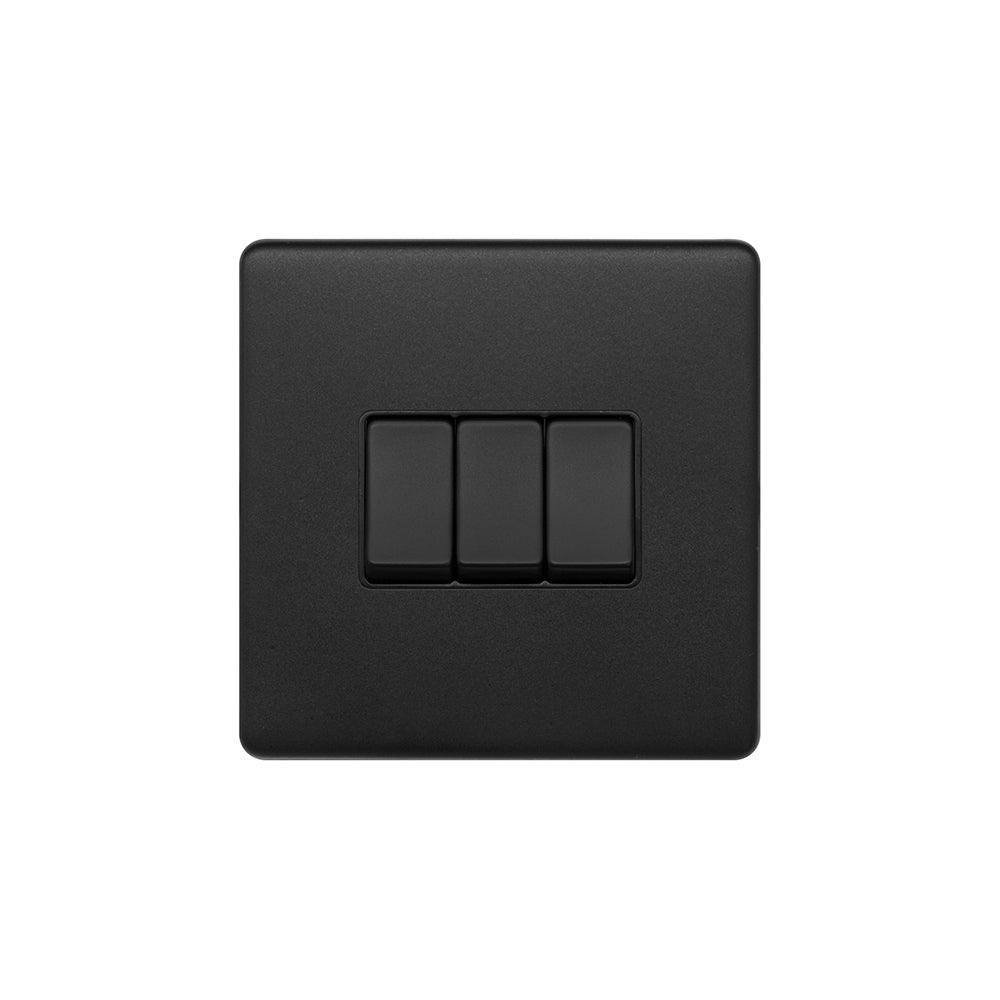 3 Gang Rocker Light Switch Matt Black - Bilden Home & Hardware Market