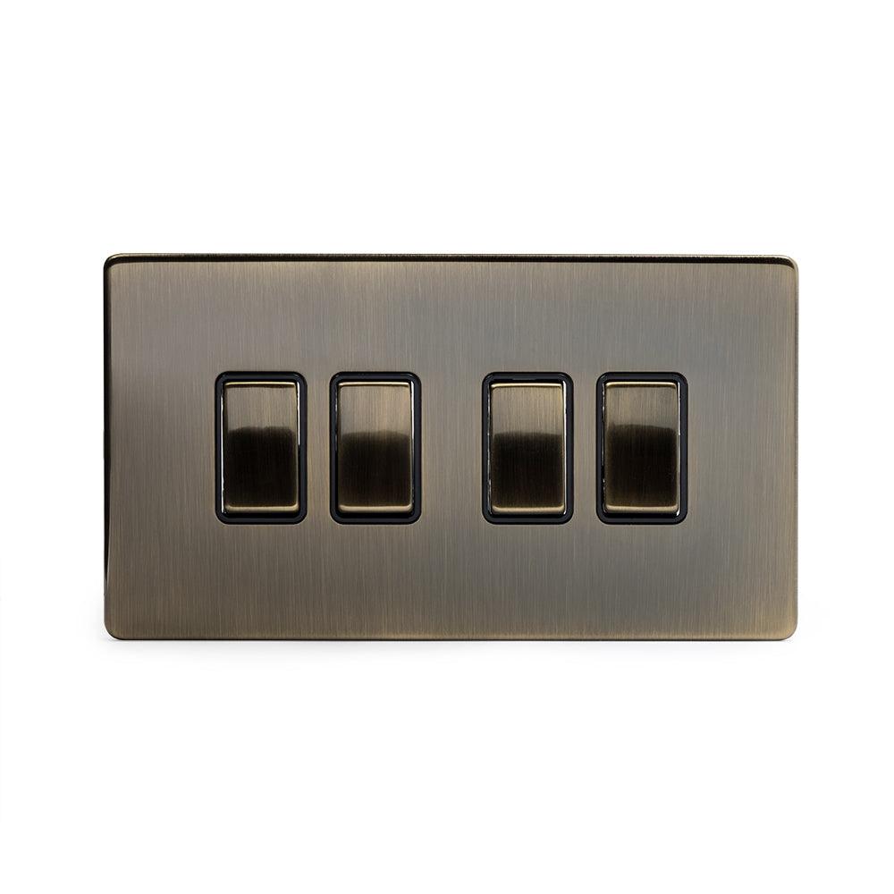 4 Gang Rocker Light Switch Aged Brass - Bilden Home & Hardware Market