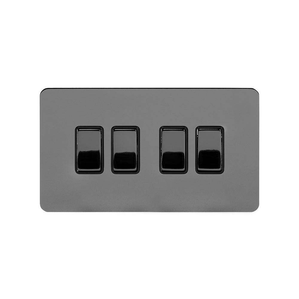 4 Gang Rocker Light Switch Black Nickel - Bilden Home & Hardware Market
