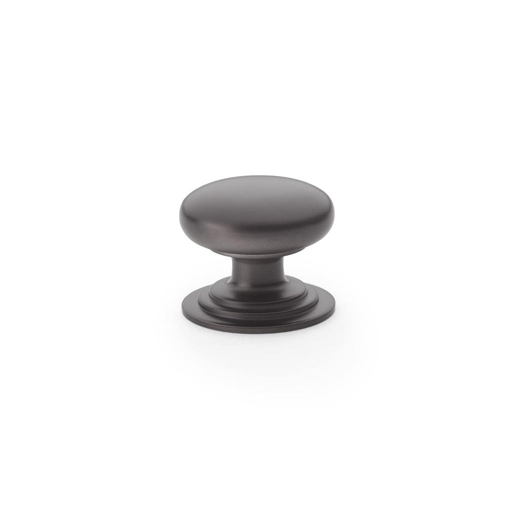 Round Brass Cupboard Knob on Stepped Rose Bronze
