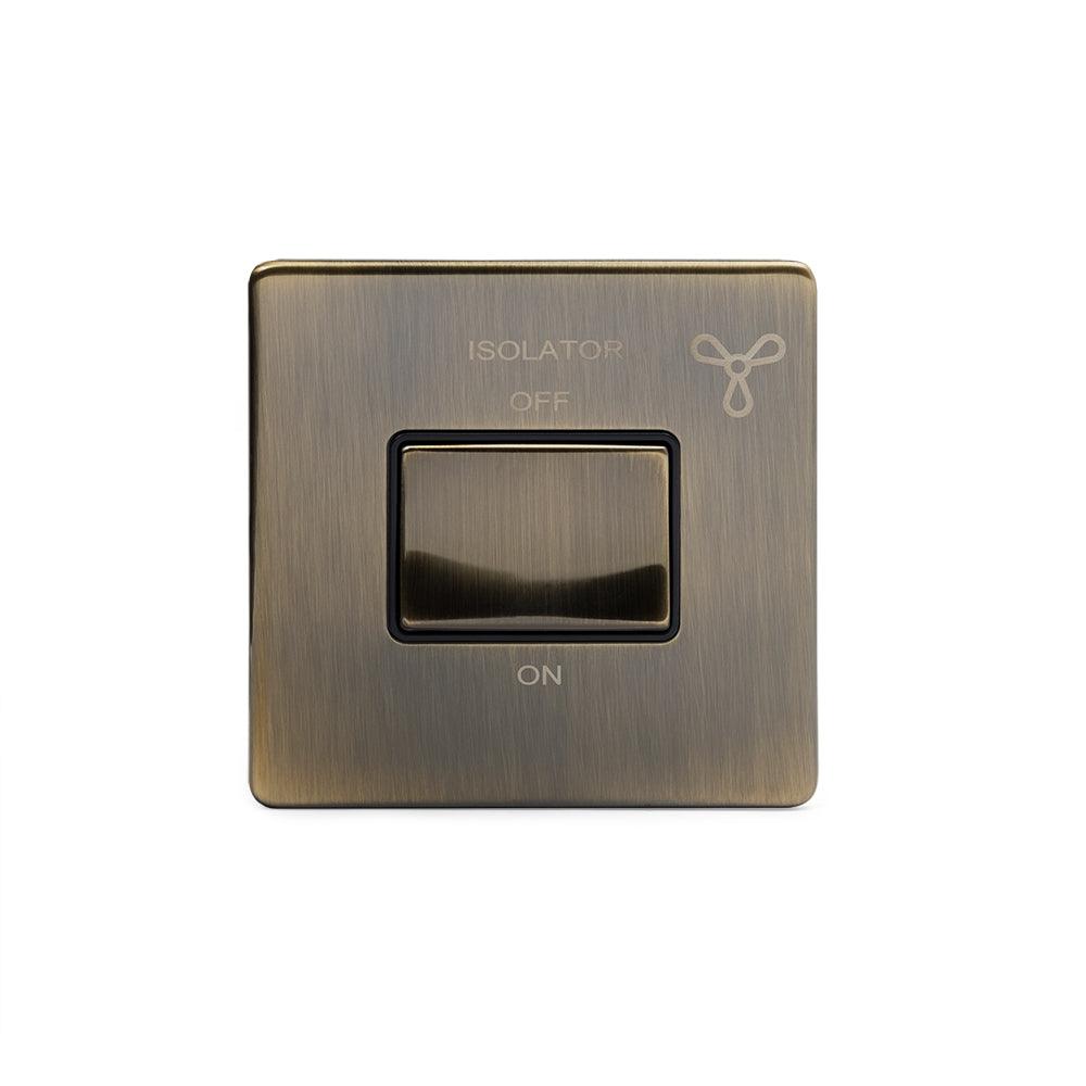 Aged Brass 3-Pole Fan Isolator Switch with Black Insert - Bilden Home & Hardware Market
