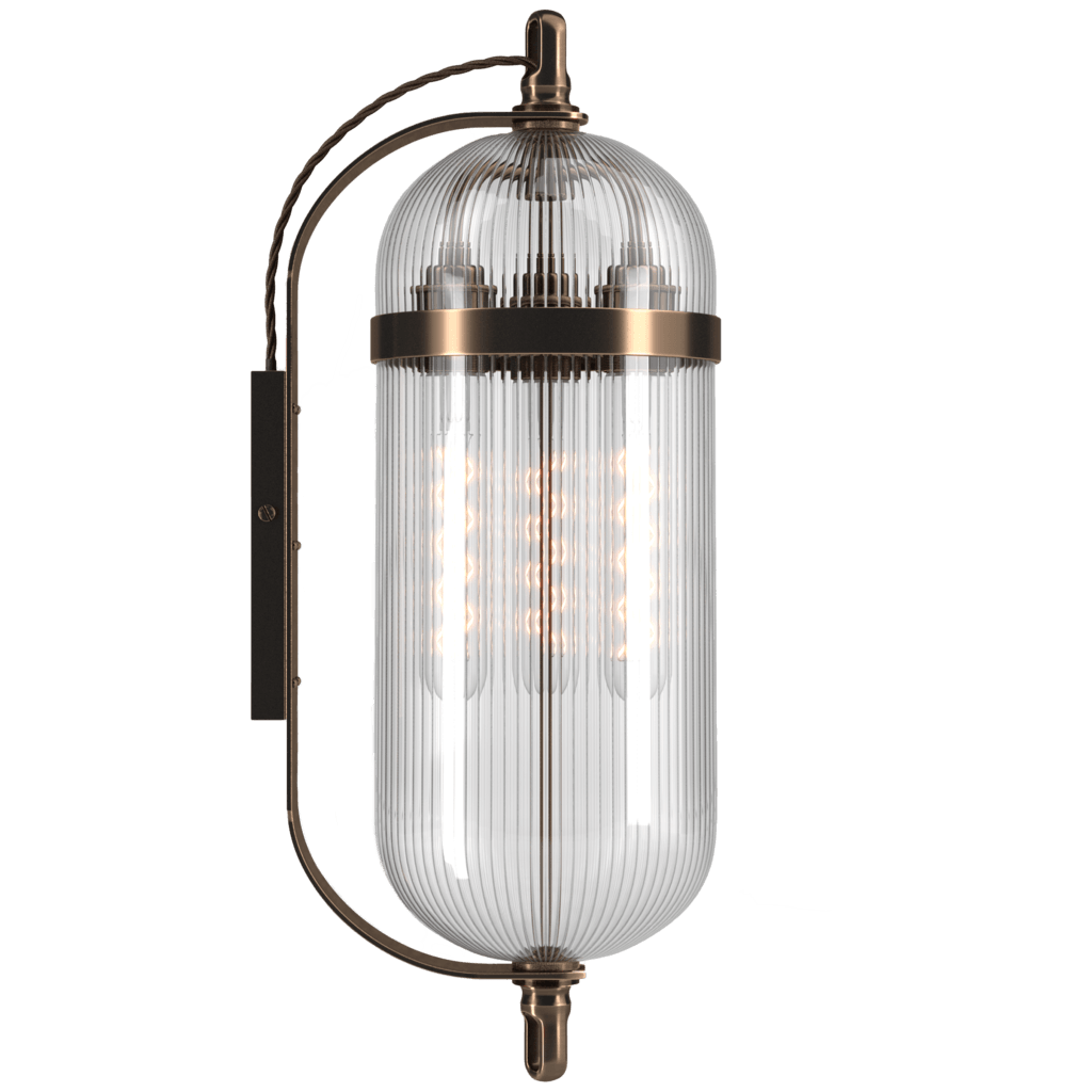 Antique Brass Ribbed Glass Wall Light Aston - Bilden Home & Hardware Market