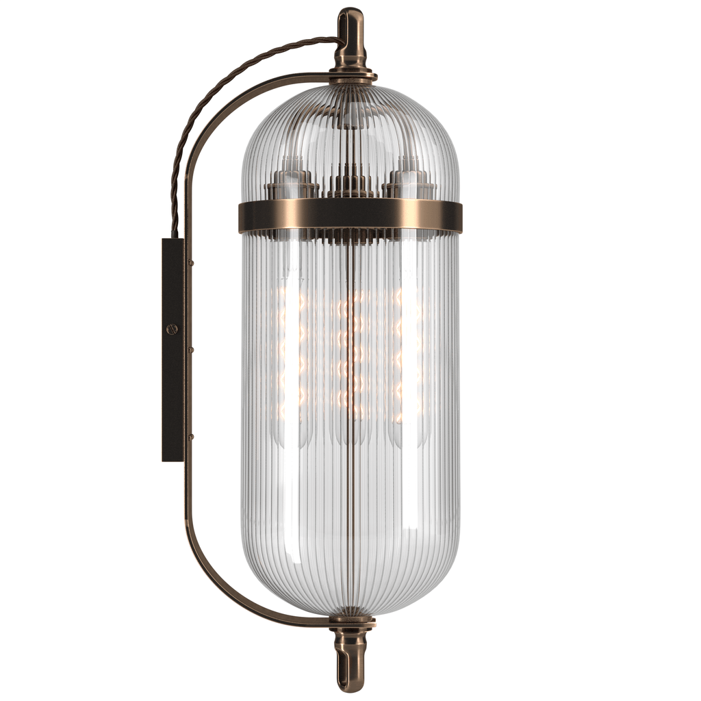 Antique Brass Ribbed Glass Wall Light Aston - Bilden Home & Hardware Market