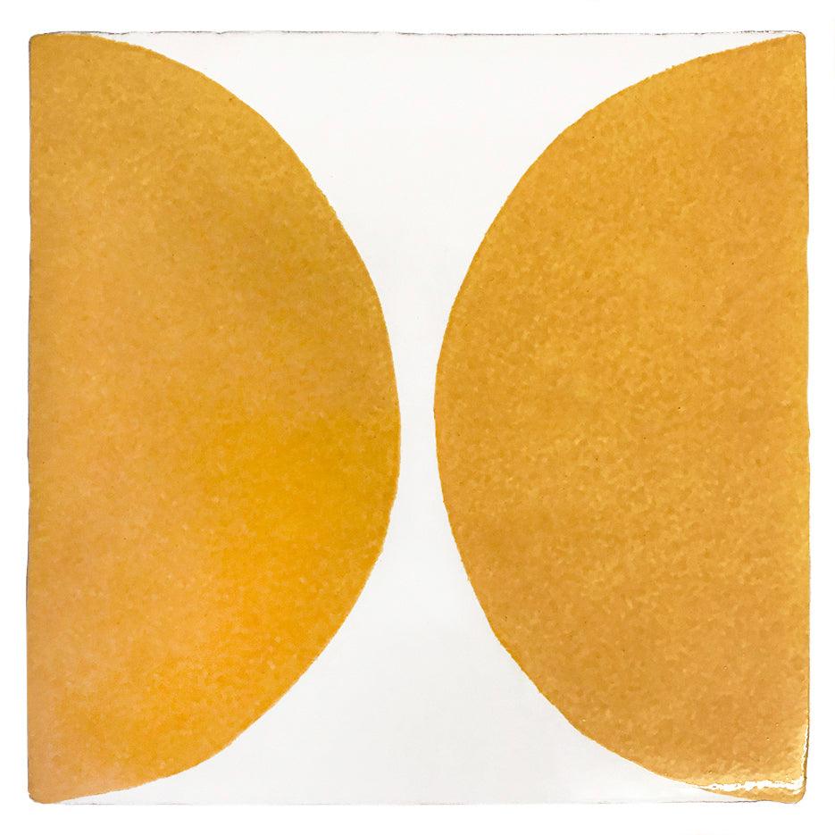Yellow hand-painted tiles with spot design
