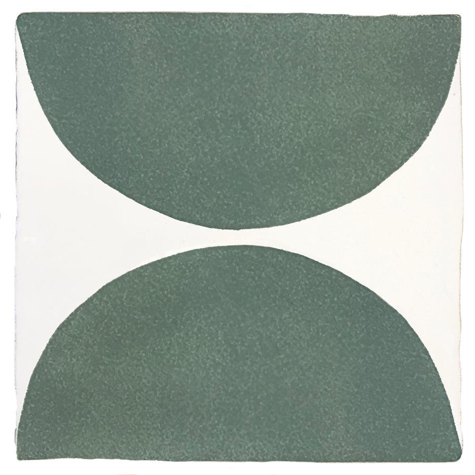 Green hand-painted tiles with spot design