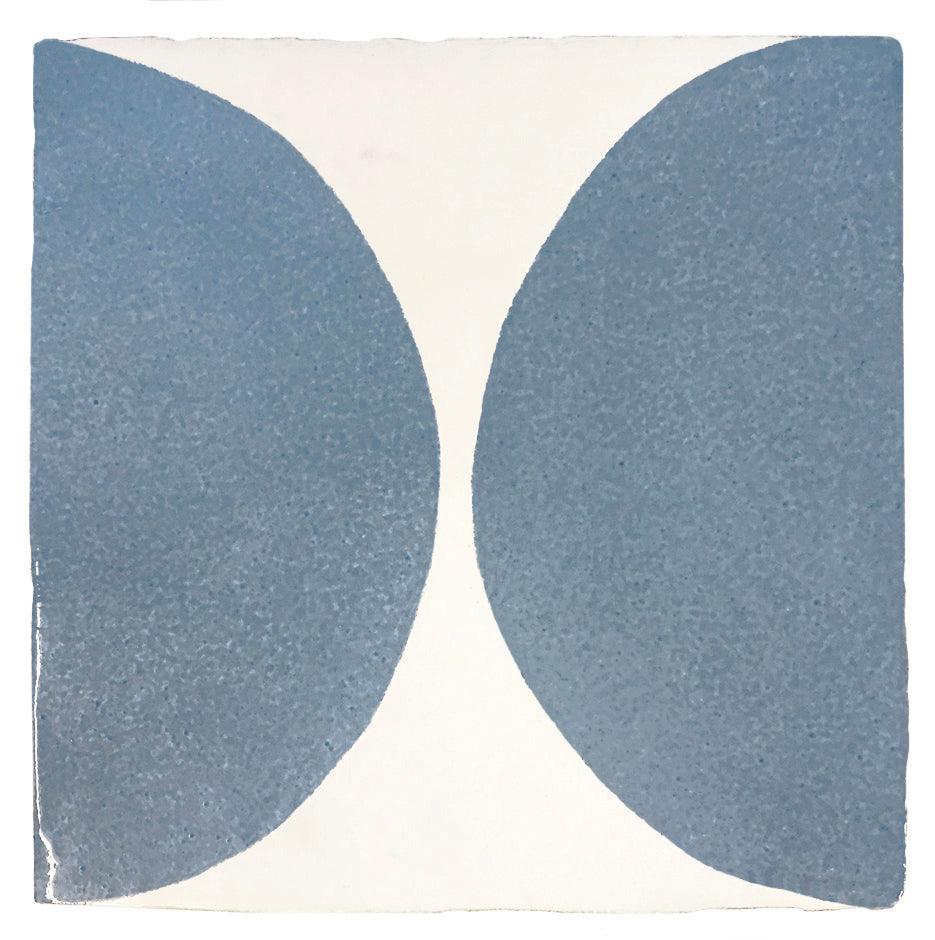 Blue hand-painted tiles with spot design