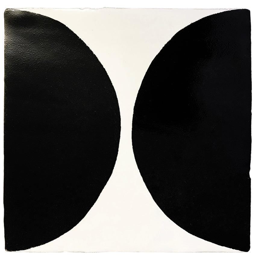 Black hand-painted tiles with spot design