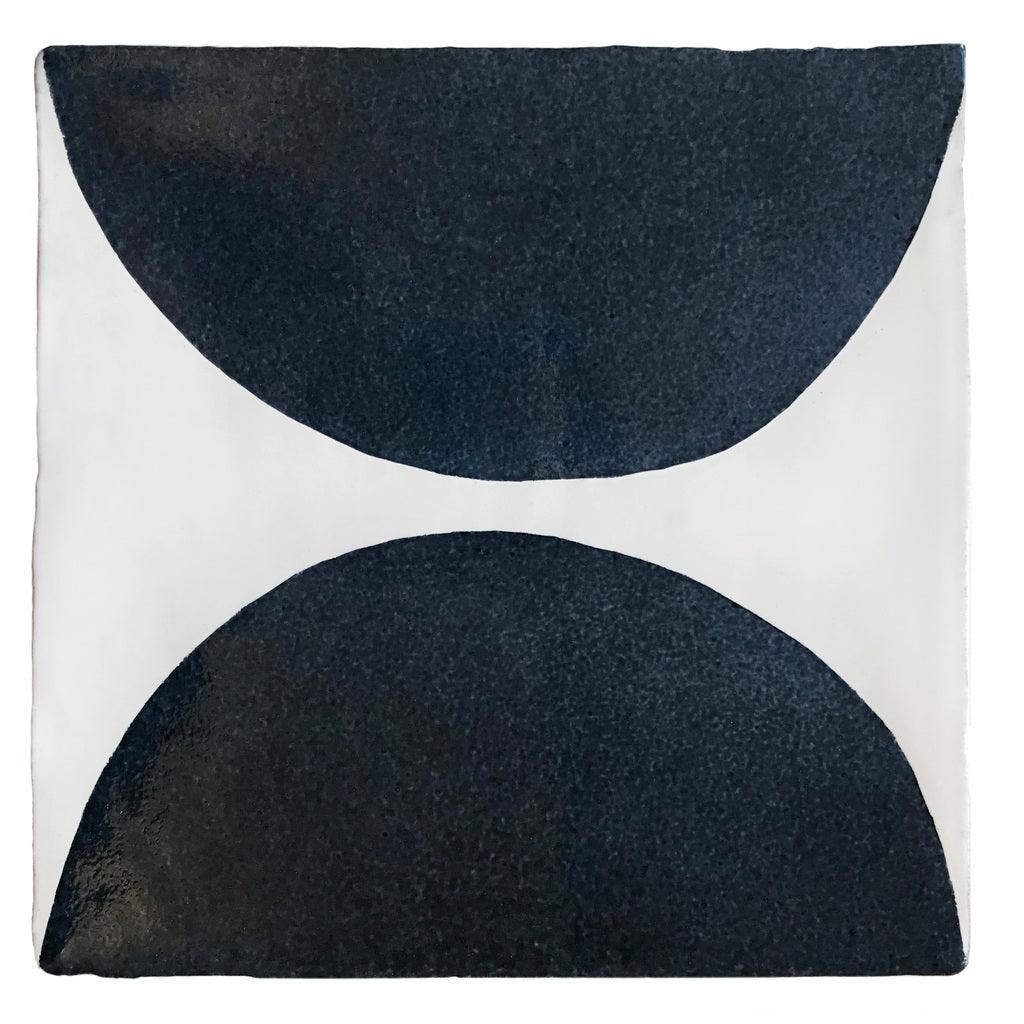 Navy hand-painted tiles with spot design