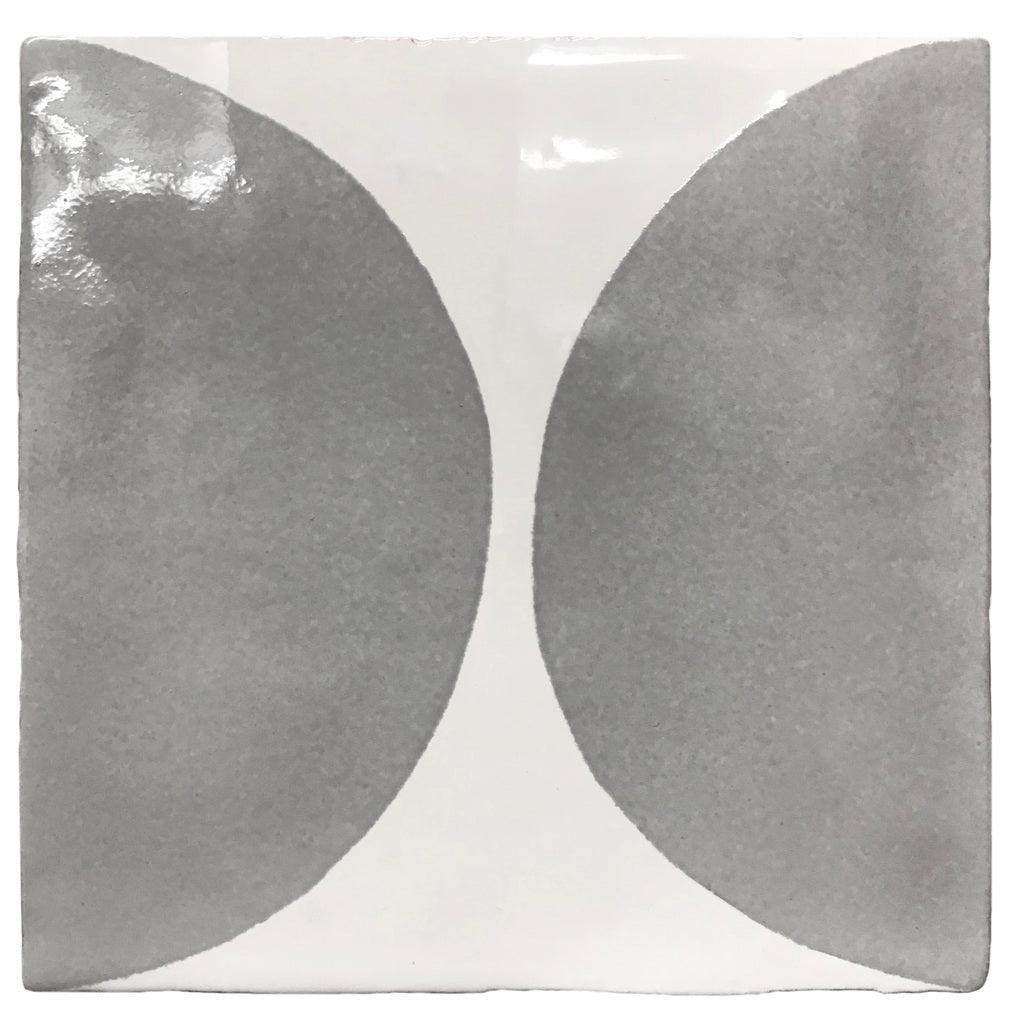 Grey hand-painted tiles with spot design