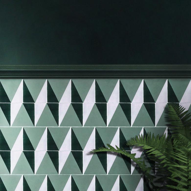 Geometric tiles in a stylish hallway