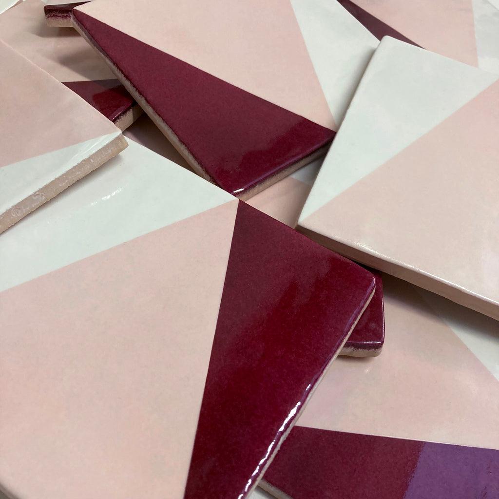 Selection of red & pink geometric tiles