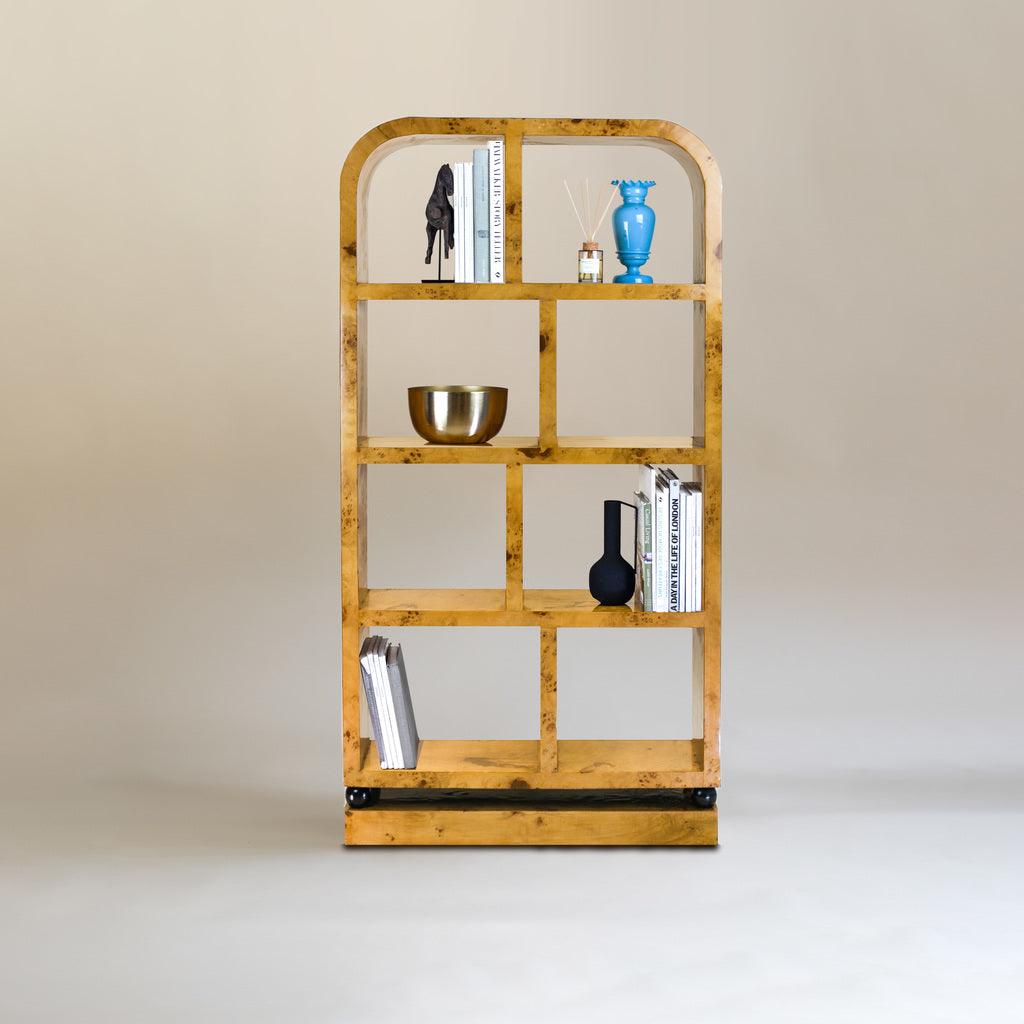 Mid-century Burl Wood Double Bookcase - Bilden Home & Hardware Market