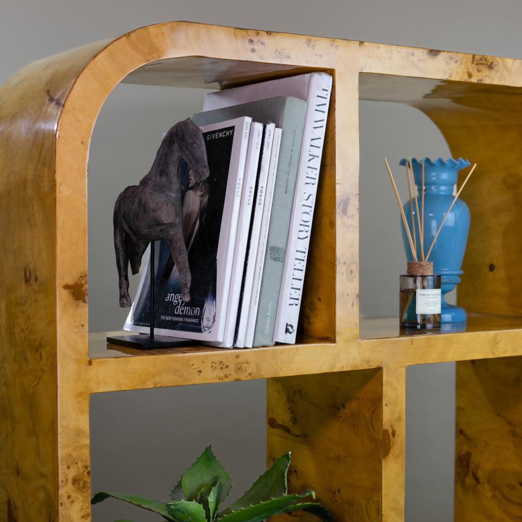 Mid-century Burl Wood Double Bookcase - Bilden Home & Hardware Market
