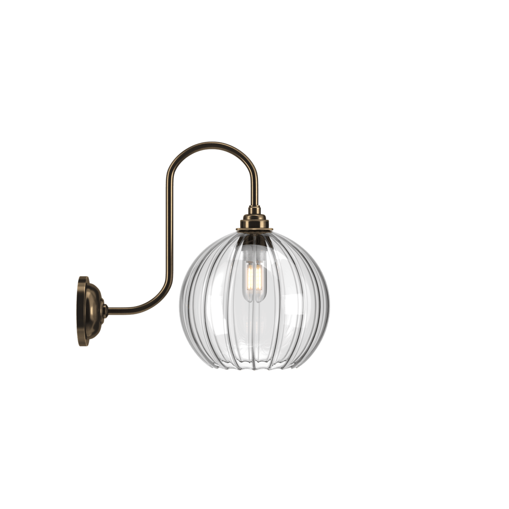 Swan Neck Ribbed Glass Wall Light Hereford - Bilden Home & Hardware Market