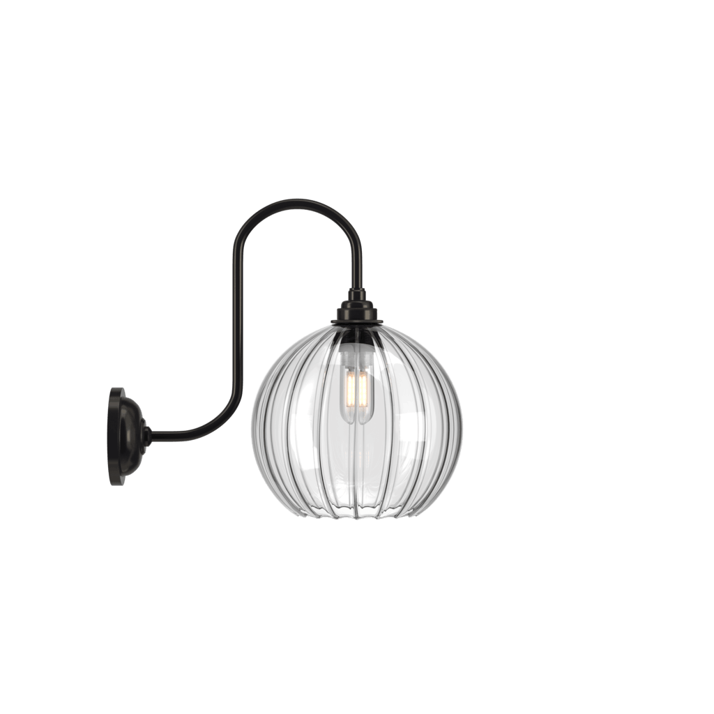 Swan Neck Ribbed Glass Wall Light Hereford - Bilden Home & Hardware Market