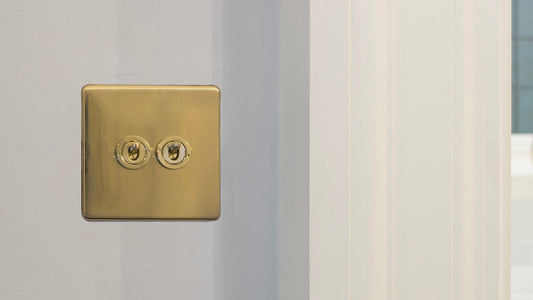 2 gang polished brass toggle light switch