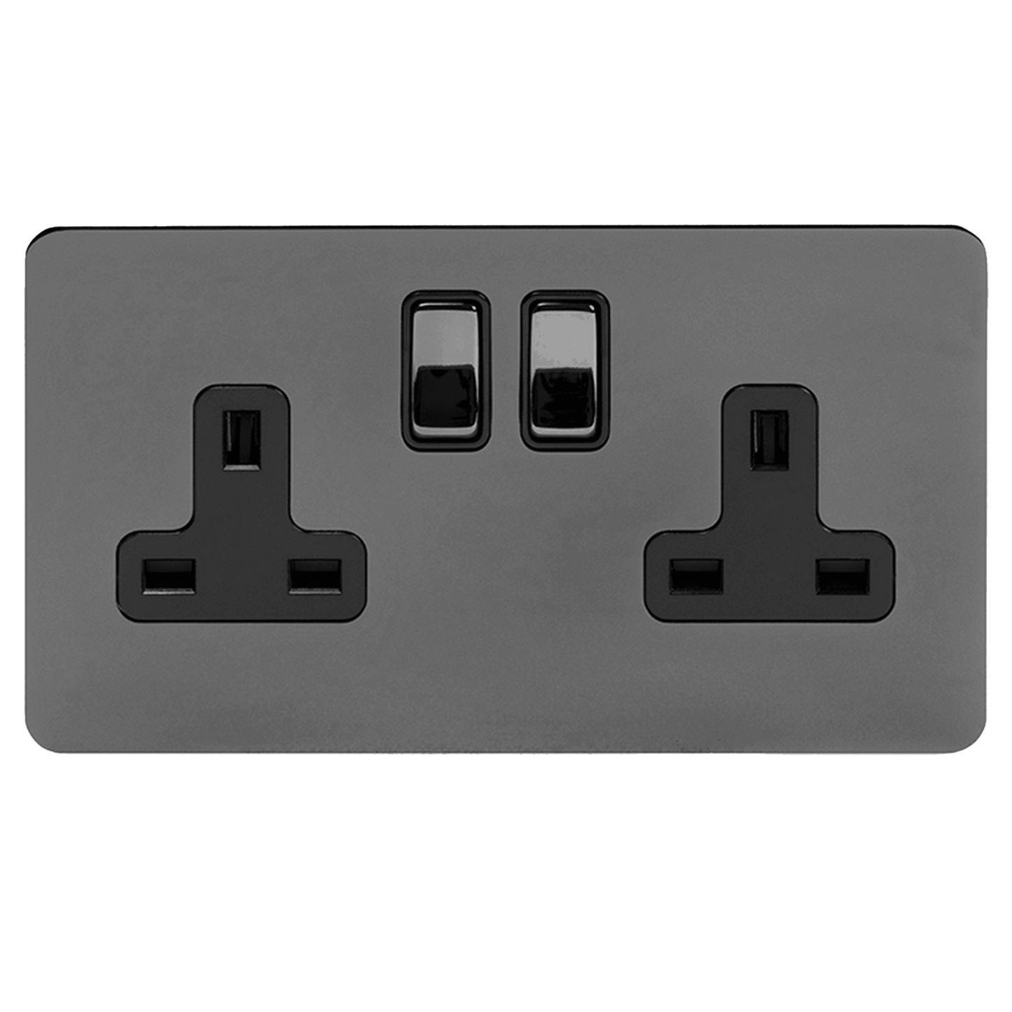 13A 2 Gang Double Pole Socket Black Nickel - Bilden Home & Hardware Market