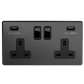 2 Gang Plug Socket with USB Black Nickel