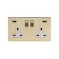 2 Gang Plug Socket with USB Brushed Brass