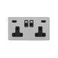 2 Gang Plug Socket with USB Brushed Chrome - Bilden Home & Hardware Market