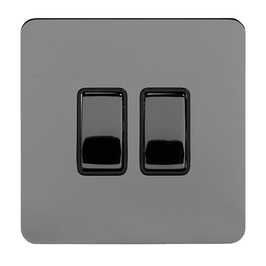 2 Gang Rocker Light Switch Black Nickel - Bilden Home & Hardware Market