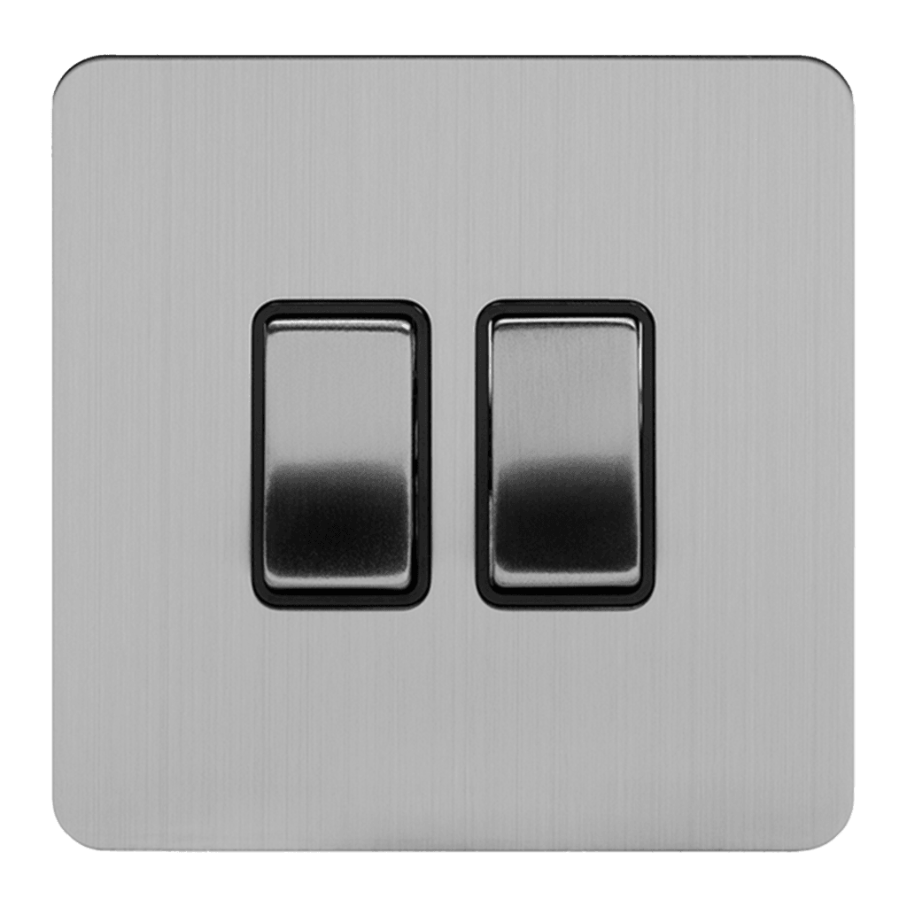 2 Gang Rocker Light Switch Brushed Chrome - Bilden Home & Hardware Market