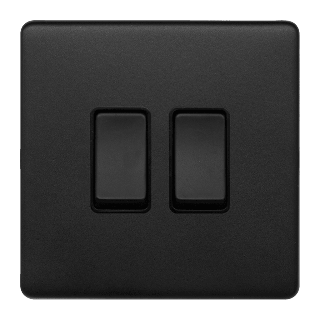 2 Gang Rocker Light Switch Matt Black - Bilden Home & Hardware Market