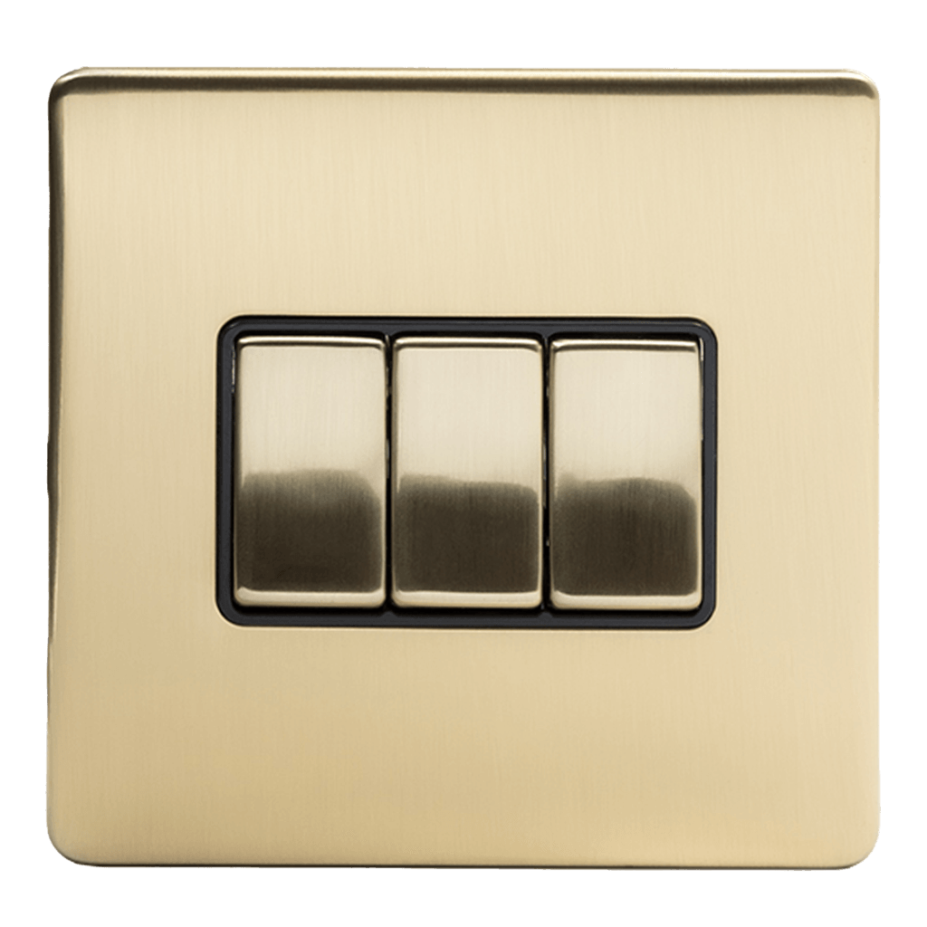 3 Gang Rocker Light Switch Brushed Brass - Bilden Home & Hardware Market