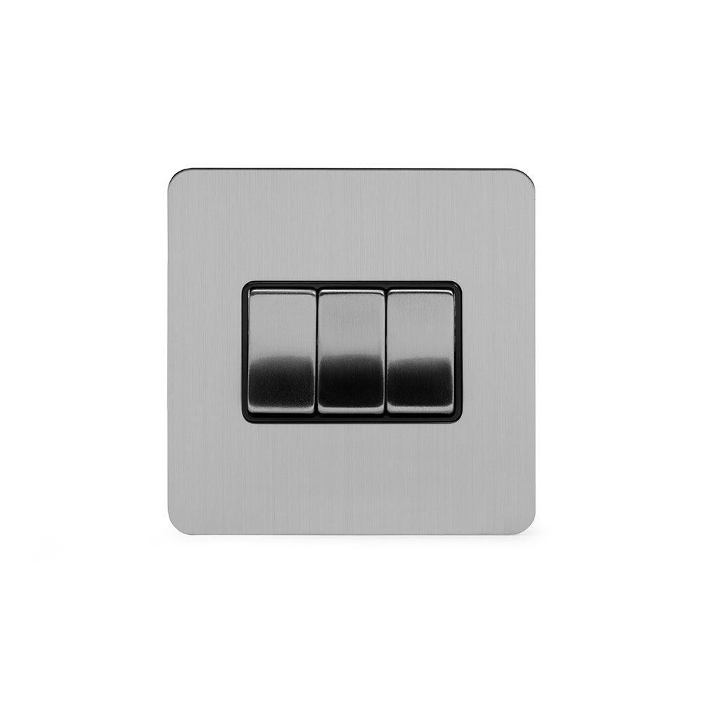 3 Gang Rocker Light Switch Brushed Chrome - Bilden Home & Hardware Market