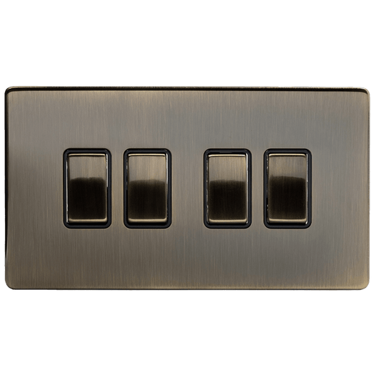 4 Gang Rocker Light Switch Aged Brass - Bilden Home & Hardware Market