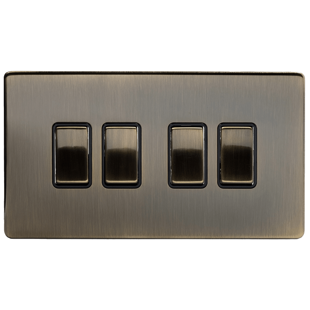 4 Gang Rocker Light Switch Aged Brass - Bilden Home & Hardware Market