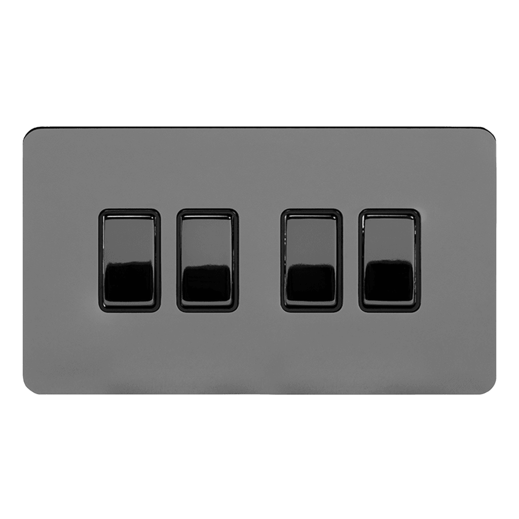 4 Gang Rocker Light Switch Black Nickel - Bilden Home & Hardware Market