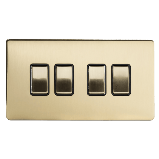 4 Gang Rocker Light Switch Brushed Brass - Bilden Home & Hardware Market