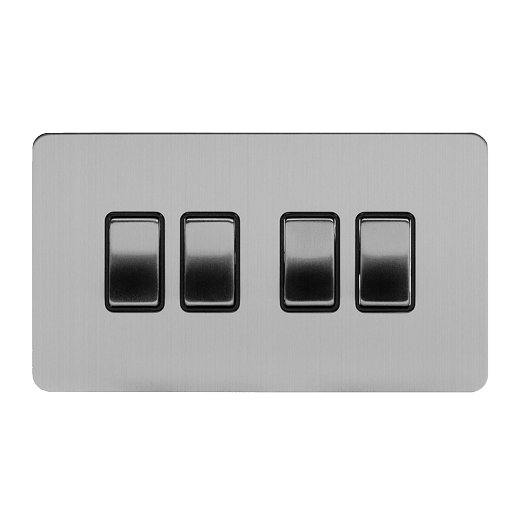 4 Gang Rocker Light Switch Brushed Chrome - Bilden Home & Hardware Market