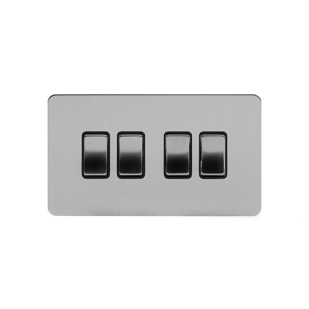 4 Gang Rocker Light Switch Brushed Chrome - Bilden Home & Hardware Market