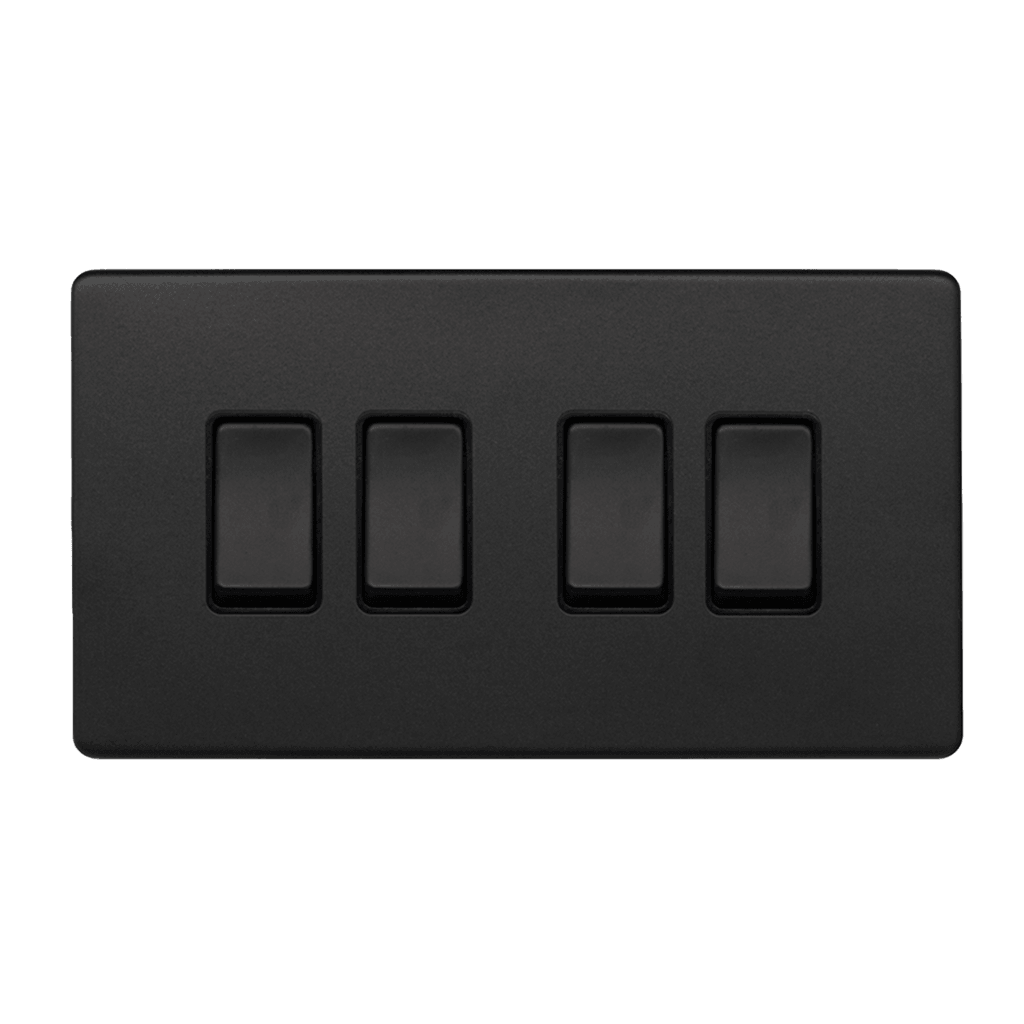 4 Gang Rocker Light Switch Matt Black - Bilden Home & Hardware Market