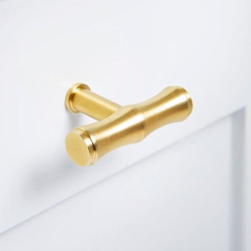 Satin brass bamboo cabinet pull 