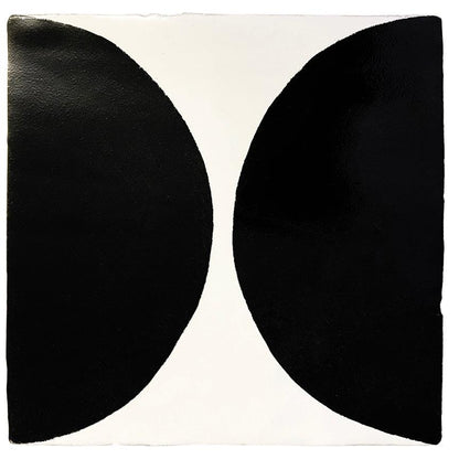 Black hand-painted tiles with spot design 