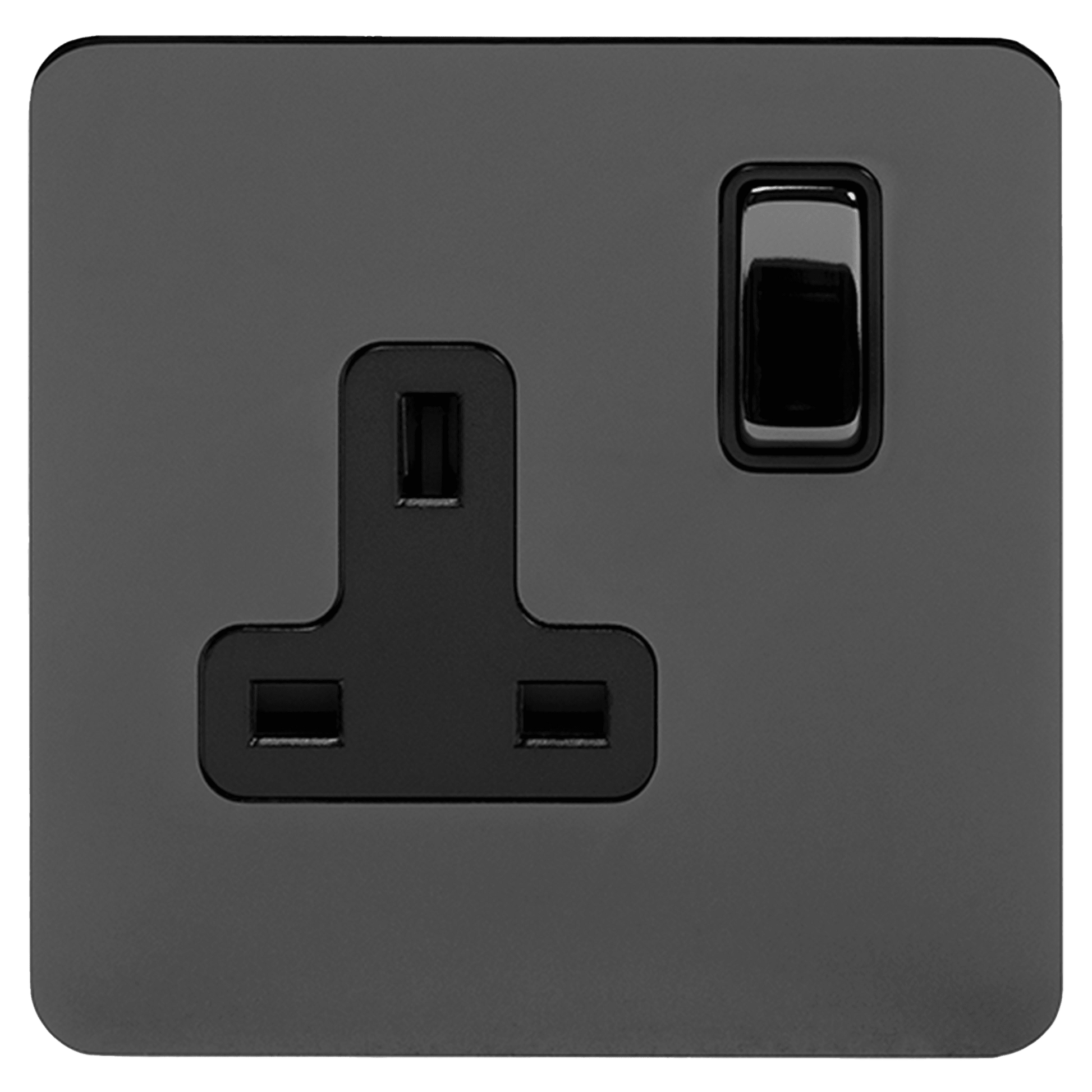 Black Nickel 1 Gang Double Pole Socket with Black Insert Single 13A - Bilden Home & Hardware Market