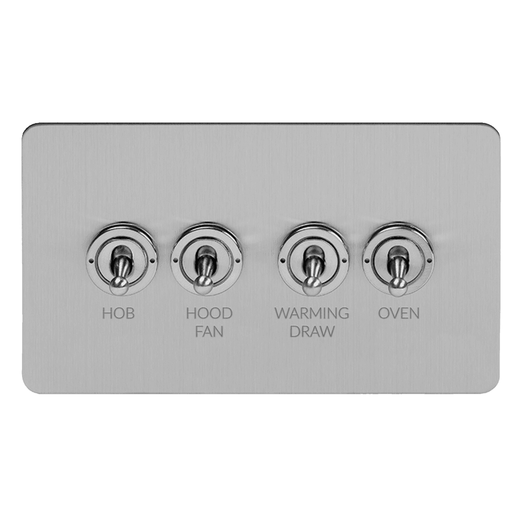 Brushed Chrome 4 Gang Toggle Light Switch - Bilden Home & Hardware Market