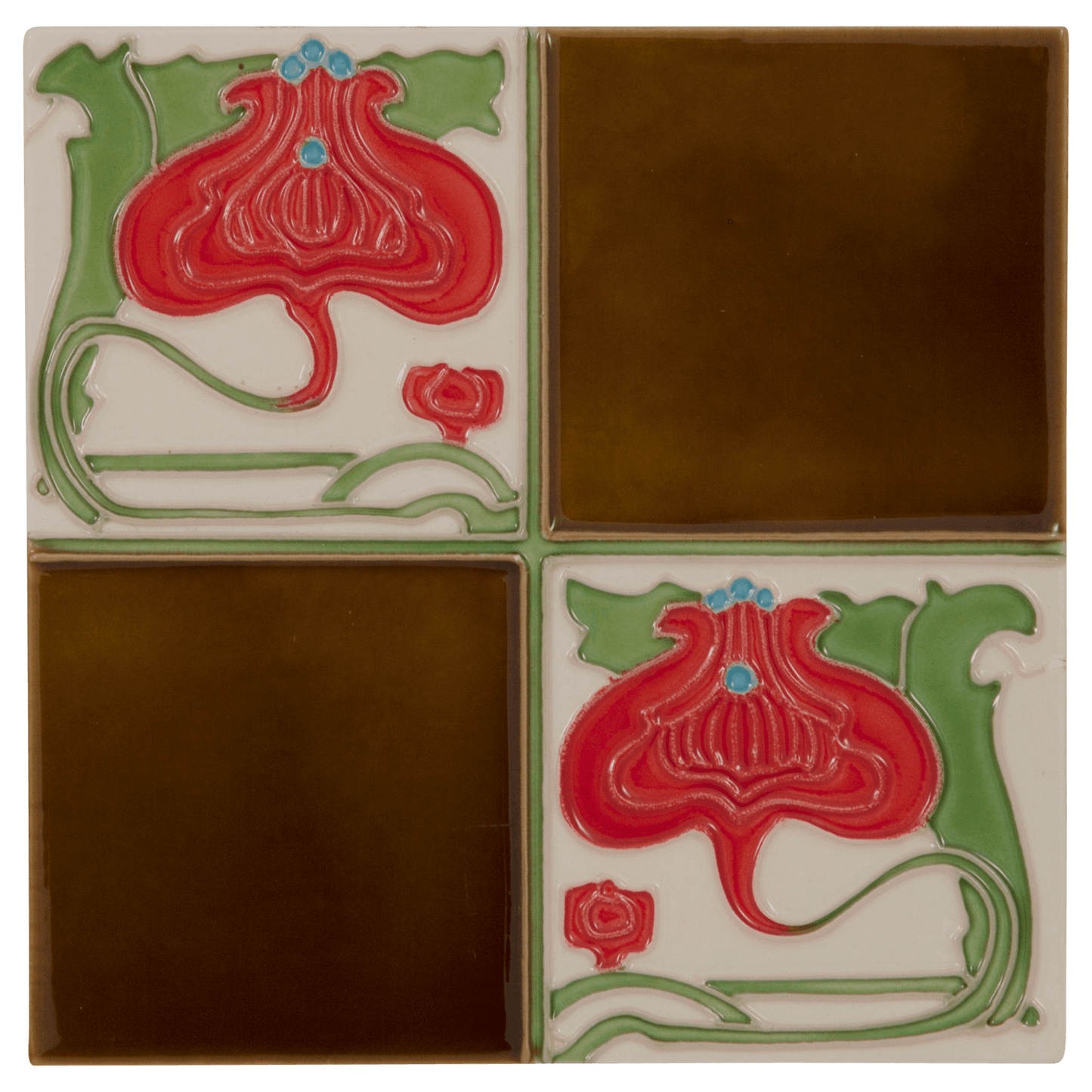 Hand Painted Fireplace Tiles Quarter Burgundy Set of 10 - Bilden Home & Hardware Market