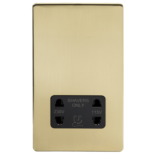 Shaver Socket Dual Voltage Brushed Brass