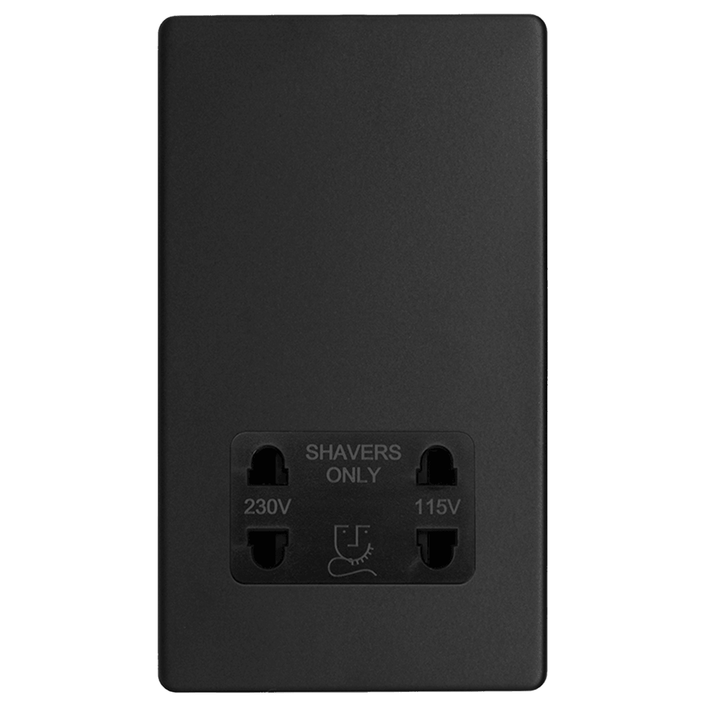 Shaver Socket Dual Voltage Matt Black